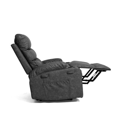 Fauteuil inclinable électrique de 21 pouces de large pour personnes âgées, massage lombaire à 8 points, chauffage, télécommande, poches latérales, porte-gobelets
