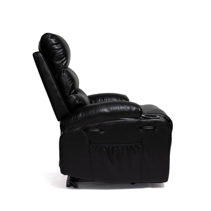Fauteuil inclinable électrique de 21 pouces de large pour personnes âgées, massage lombaire à 8 points, chauffage, télécommande, poches latérales, porte-gobelets