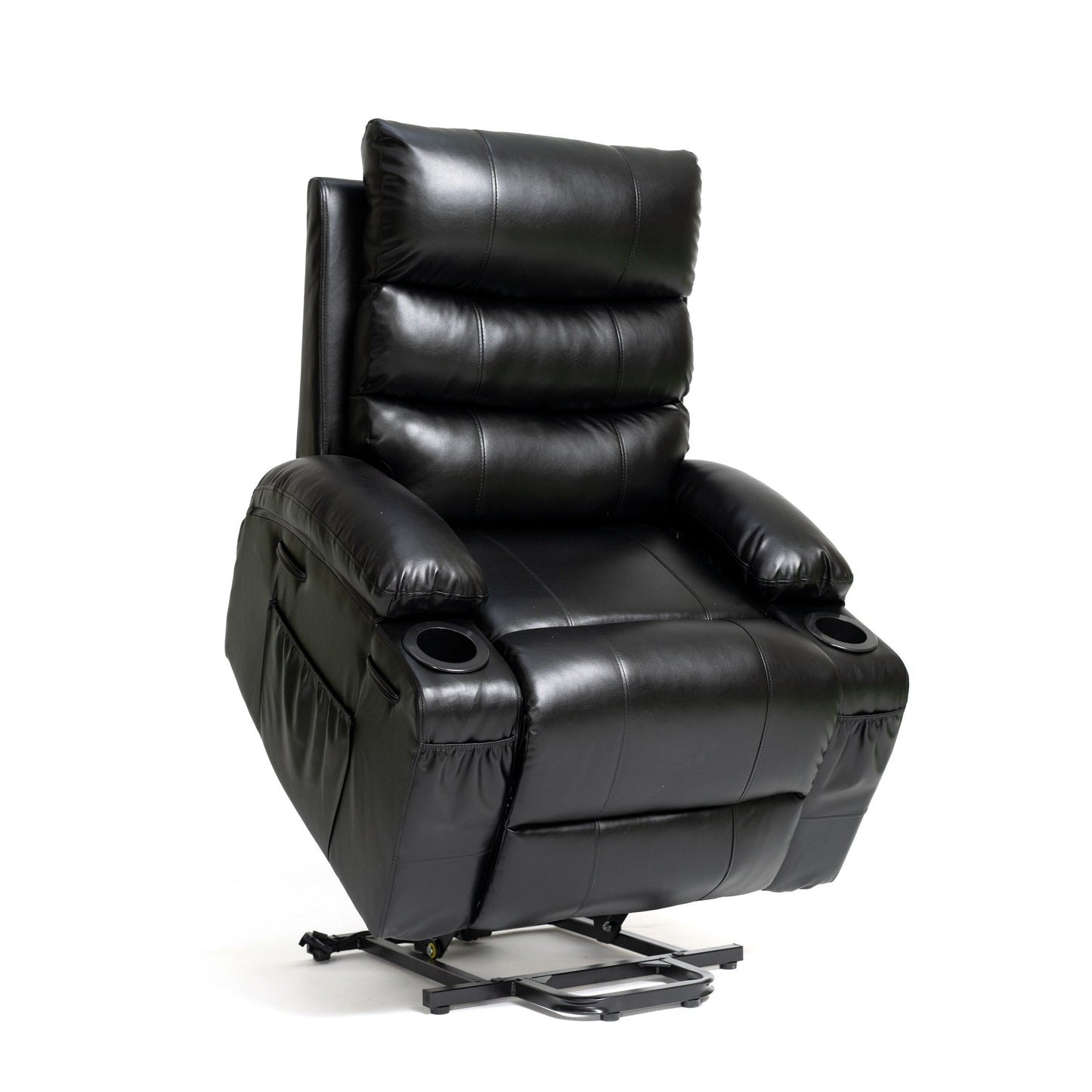 Fauteuil inclinable électrique de 21 pouces de large pour personnes âgées, massage lombaire à 8 points, chauffage, télécommande, poches latérales, porte-gobelets