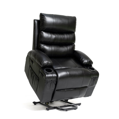Fauteuil inclinable électrique de 21 pouces de large pour personnes âgées, massage lombaire à 8 points, chauffage, télécommande, poches latérales, porte-gobelets