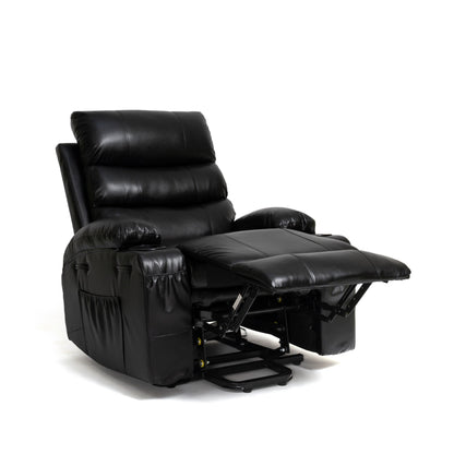 Fauteuil inclinable électrique de 21 pouces de large pour personnes âgées, massage lombaire à 8 points, chauffage, télécommande, poches latérales, porte-gobelets