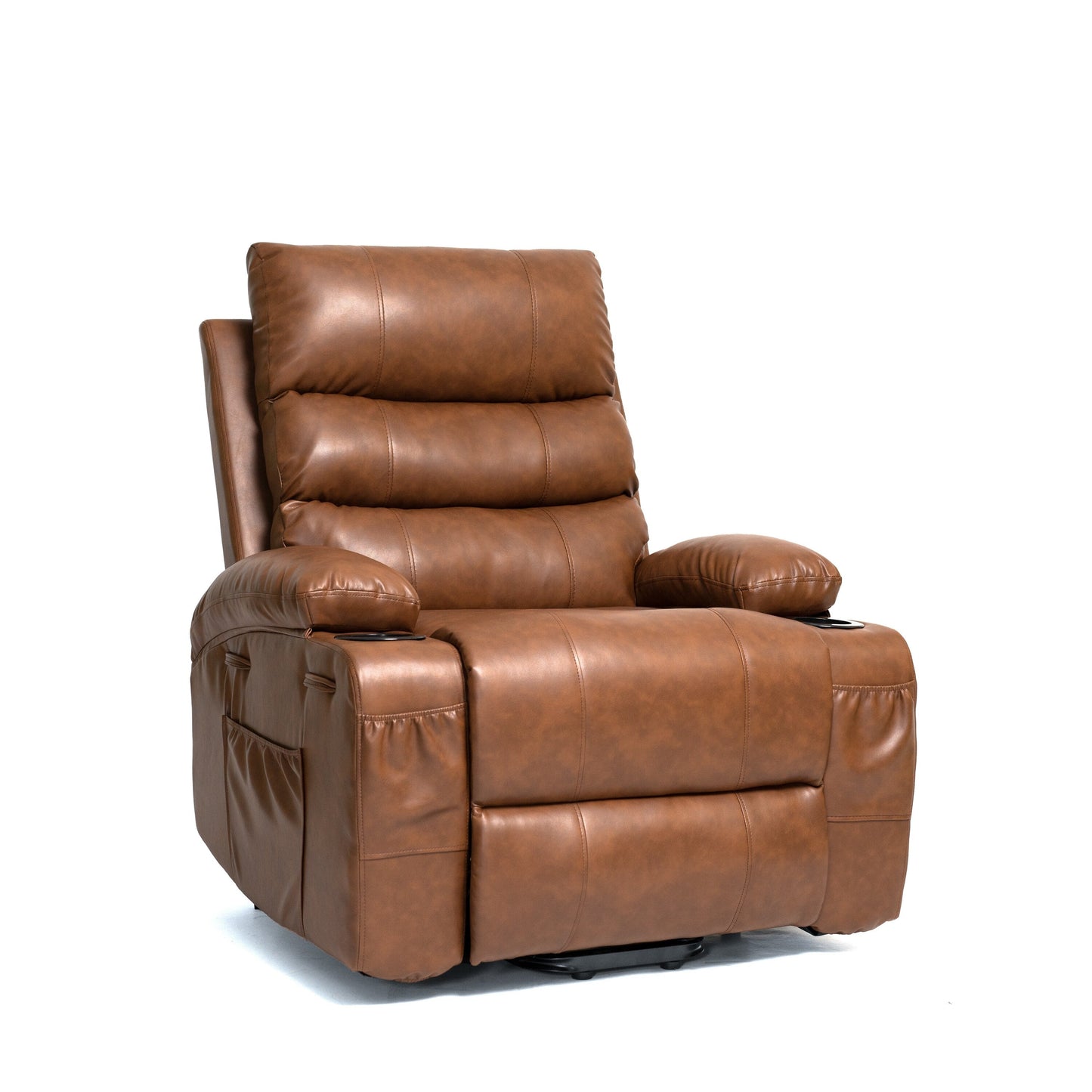 Fauteuil inclinable électrique de 21 pouces de large pour personnes âgées, massage lombaire à 8 points, chauffage, télécommande, poches latérales, porte-gobelets