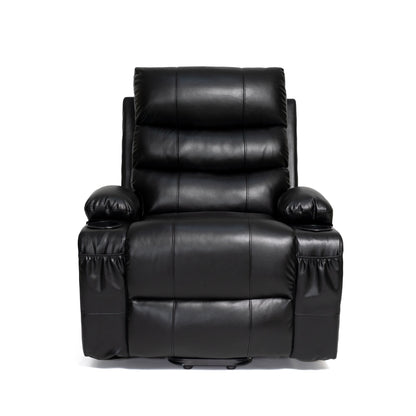Fauteuil inclinable électrique de 21 pouces de large pour personnes âgées, massage lombaire à 8 points, chauffage, télécommande, poches latérales, porte-gobelets