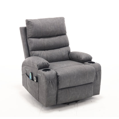 Fauteuil inclinable électrique 21 W, grand format, massage par vibrations à 8 points et chauffage lombaire, télécommande, poches latérales, porte-gobelets