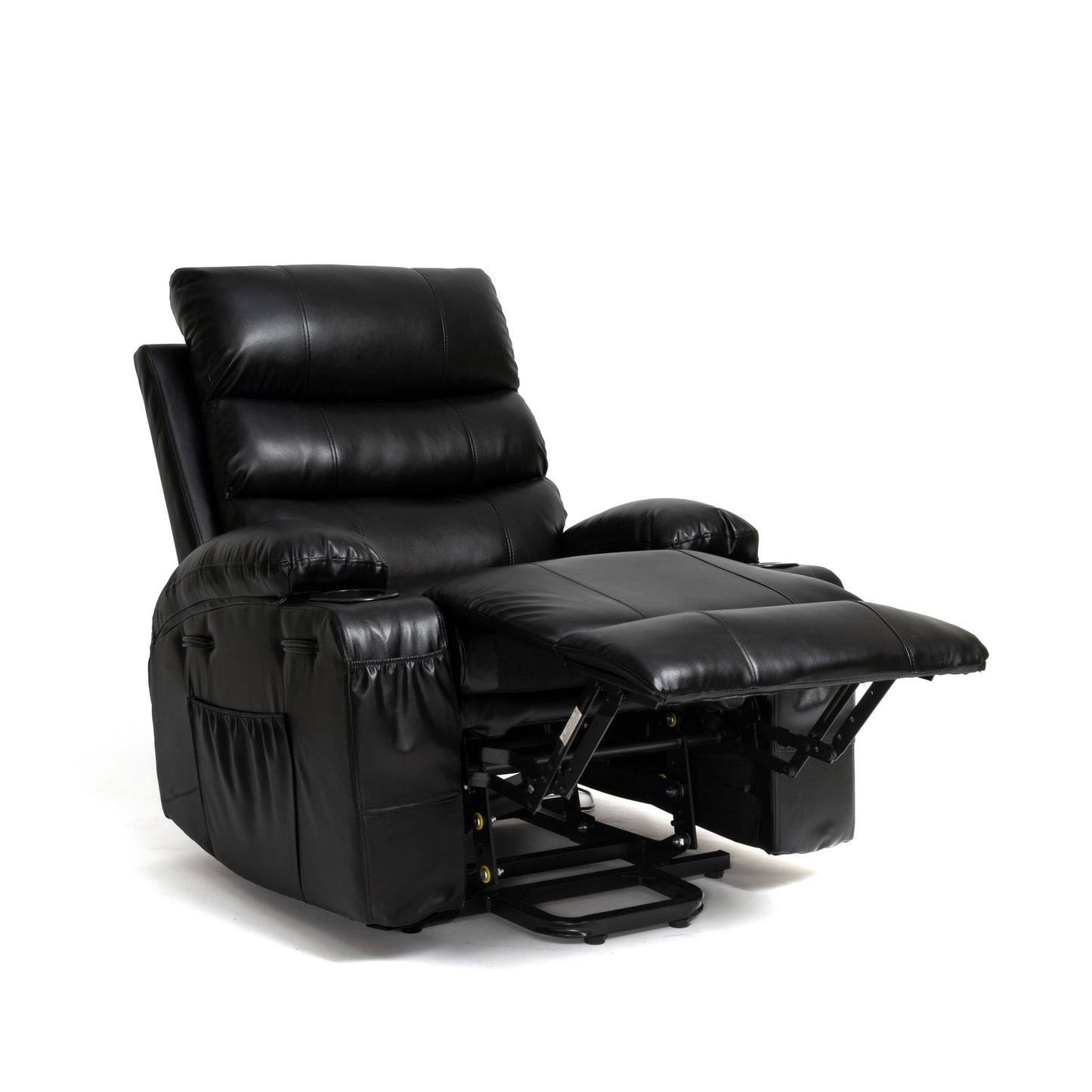 Fauteuil inclinable électrique 21 W, grand format, massage par vibrations à 8 points et chauffage lombaire, télécommande, poches latérales, porte-gobelets