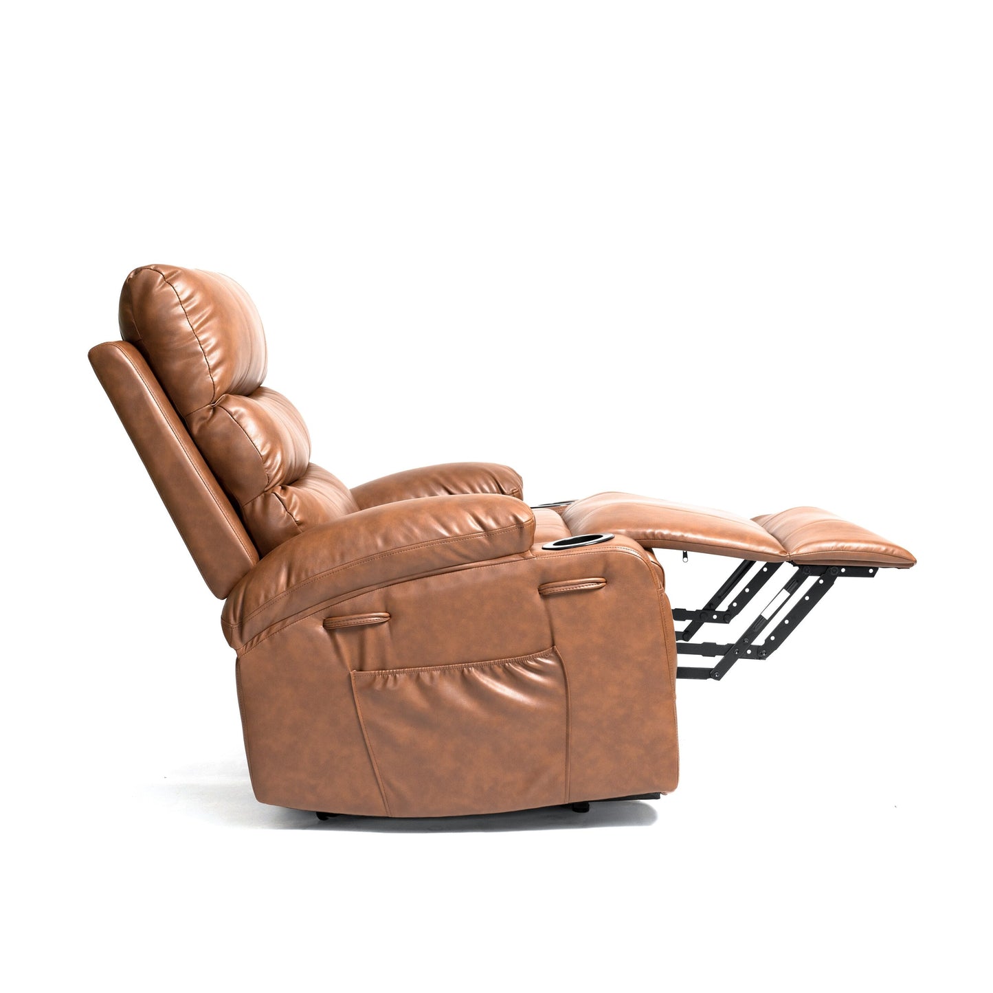 Fauteuil inclinable électrique 21 W, grand format, massage par vibrations à 8 points et chauffage lombaire, télécommande, poches latérales, porte-gobelets