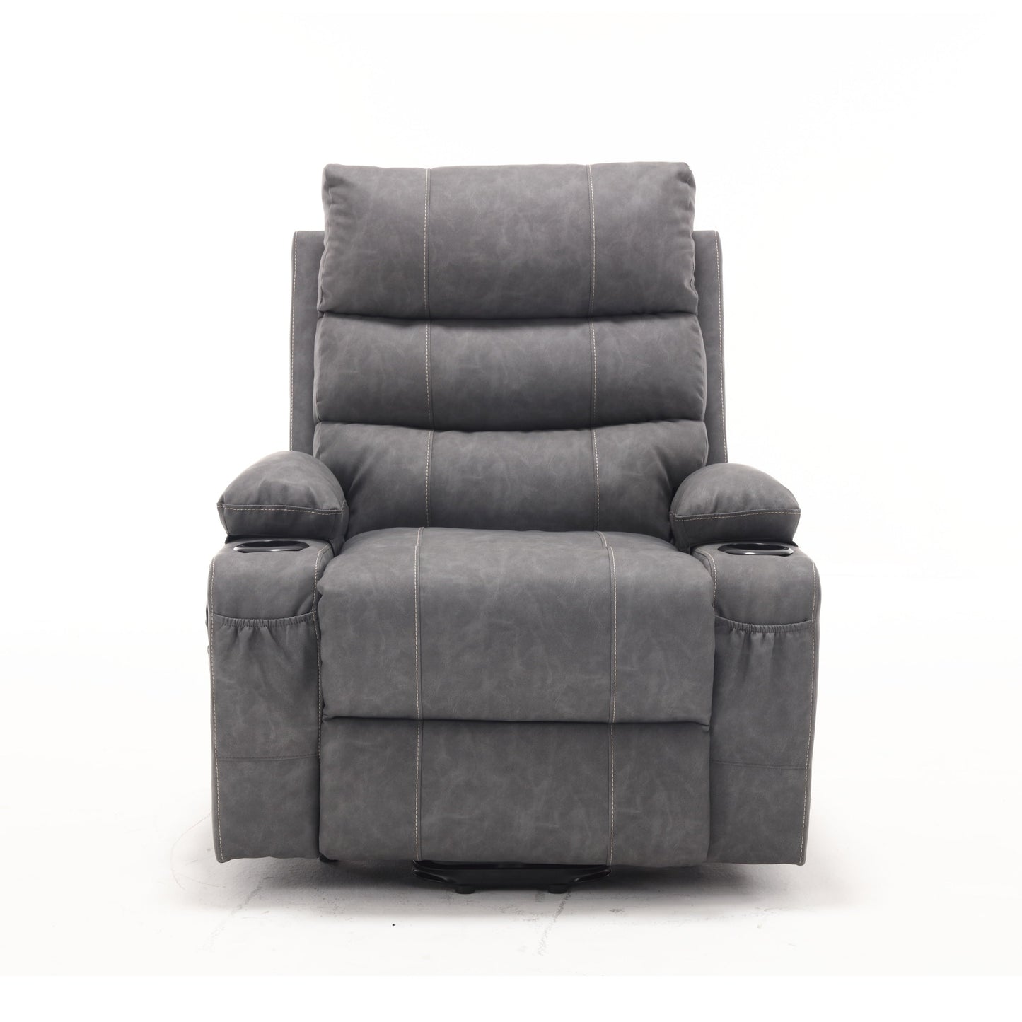 Fauteuil inclinable électrique 21 W, grand format, massage par vibrations à 8 points et chauffage lombaire, télécommande, poches latérales, porte-gobelets