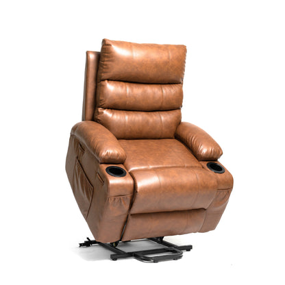 Fauteuil inclinable électrique 21 W, grand format, massage par vibrations à 8 points et chauffage lombaire, télécommande, poches latérales, porte-gobelets