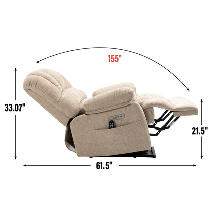 Fauteuil inclinable électrique à dossier haut et grand format en chenille