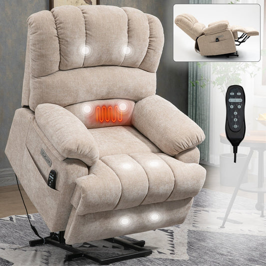 Fauteuil inclinable électrique à dossier haut et grand format en chenille