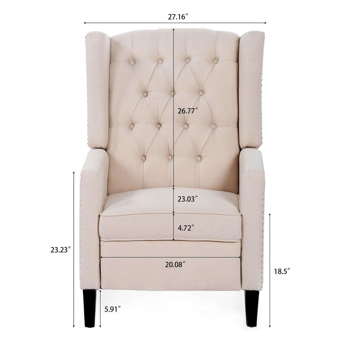 Fauteuil inclinable manuel large de 27,16 pouces
