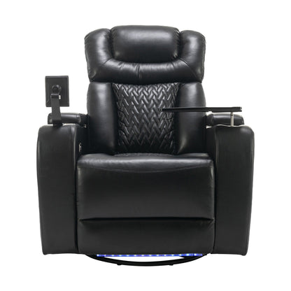 Fauteuil inclinable électrique pivotant à 270 degrés, siège individuel, pour home cinéma, avec plateau, support pour téléphone, porte-gobelet et port USB