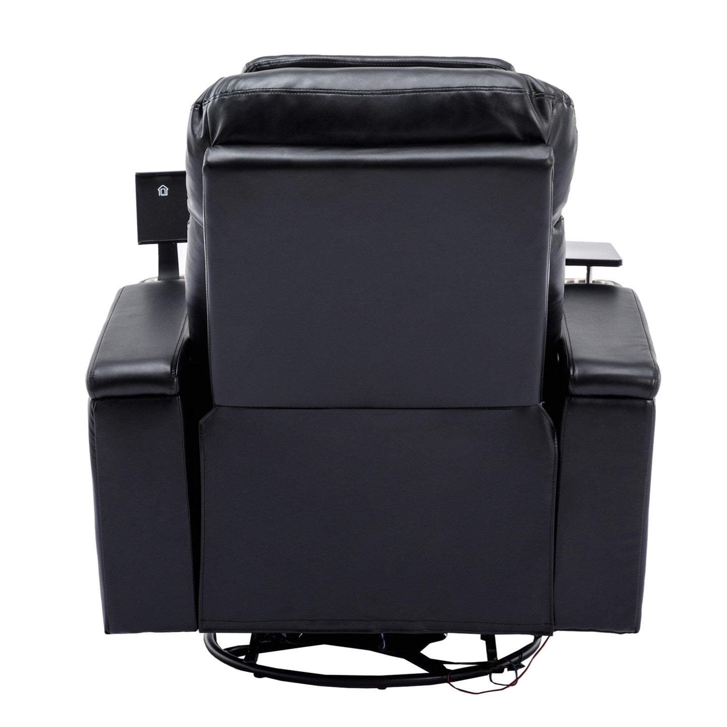 Fauteuil inclinable pivotant à 270°, siège home cinéma avec rangement dissimulé pour les accoudoirs, bande lumineuse LED et porte-gobelet