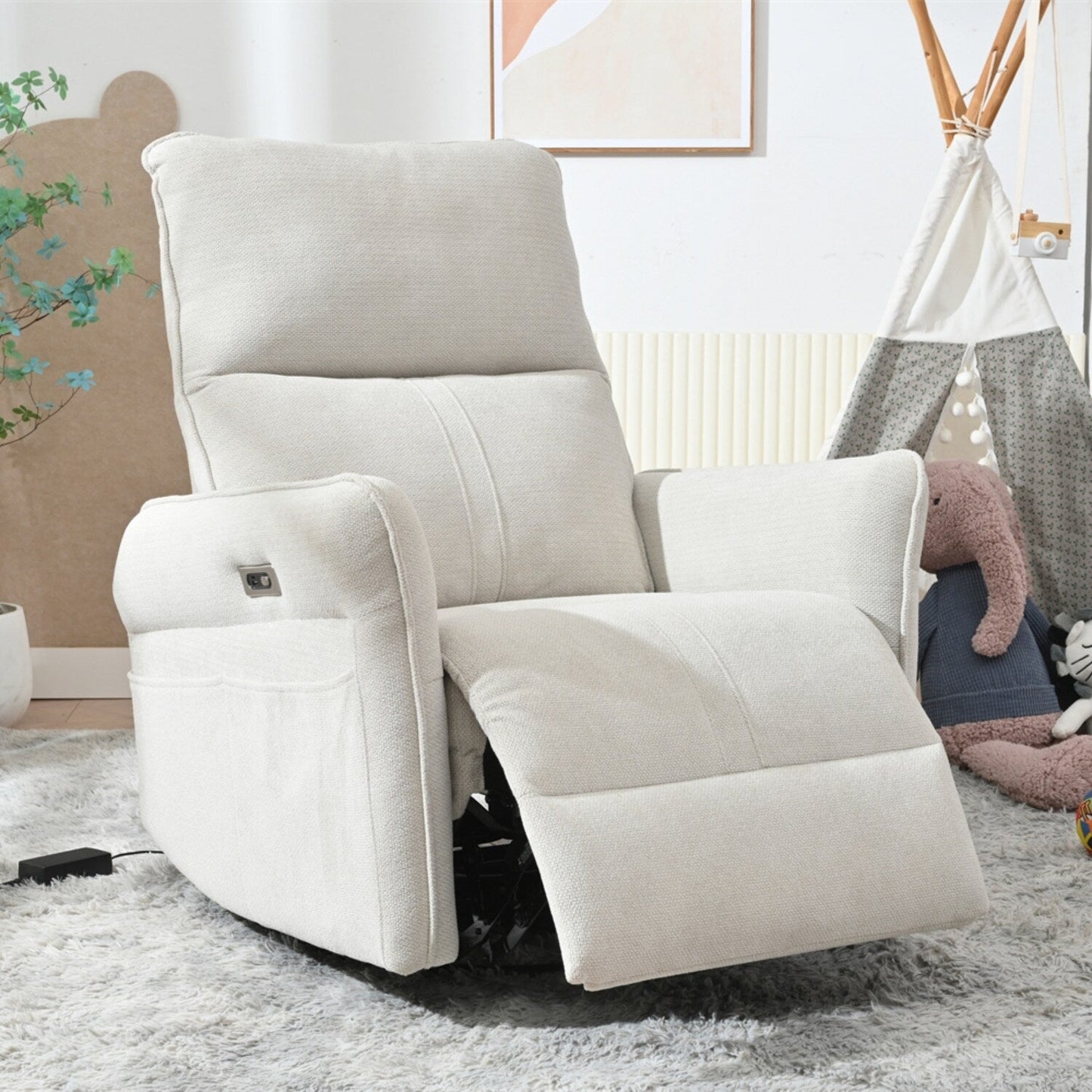 Fauteuil inclinable pivotant à 270° pour adultes, fauteuil inclinable pivotant à bascule, petit fauteuil inclinable électrique