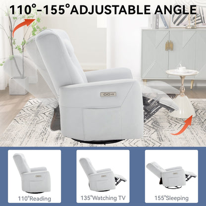 Fauteuil inclinable électrique pivotant à 270°, coussin de soutien, USB, Type-C
