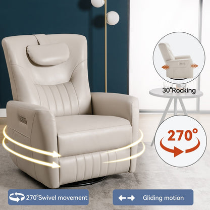 Fauteuil inclinable électrique pivotant à 270°, coussin de soutien, USB, Type-C