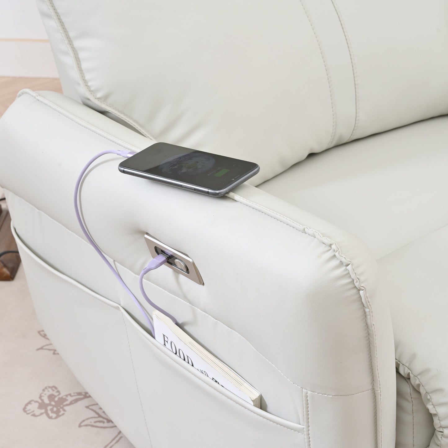 Fauteuil inclinable électrique pivotant à 270° avec ports USB