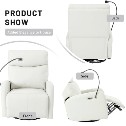 Fauteuil inclinable pivotant à 270° avec ports USB, inclinaison électrique et confort rembourré pour une détente ultime