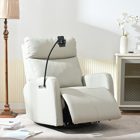 Fauteuil inclinable pivotant à 270° avec ports USB, inclinaison électrique et confort rembourré pour une détente ultime