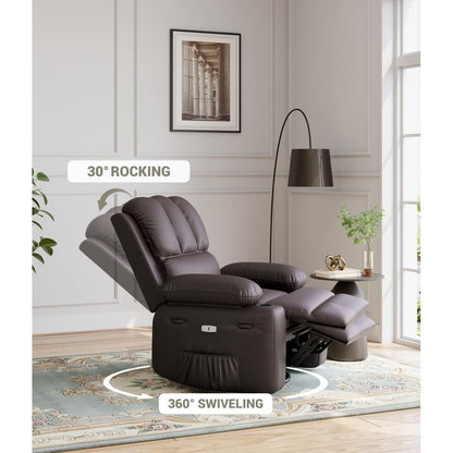 Fauteuils inclinables pivotants surdimensionnés à 360° de 27 pouces avec chauffage et massage