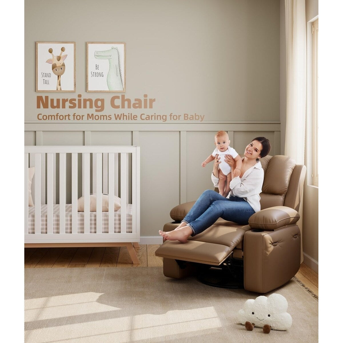 Fauteuils inclinables pivotants surdimensionnés à 360° de 27 pouces avec chauffage et massage