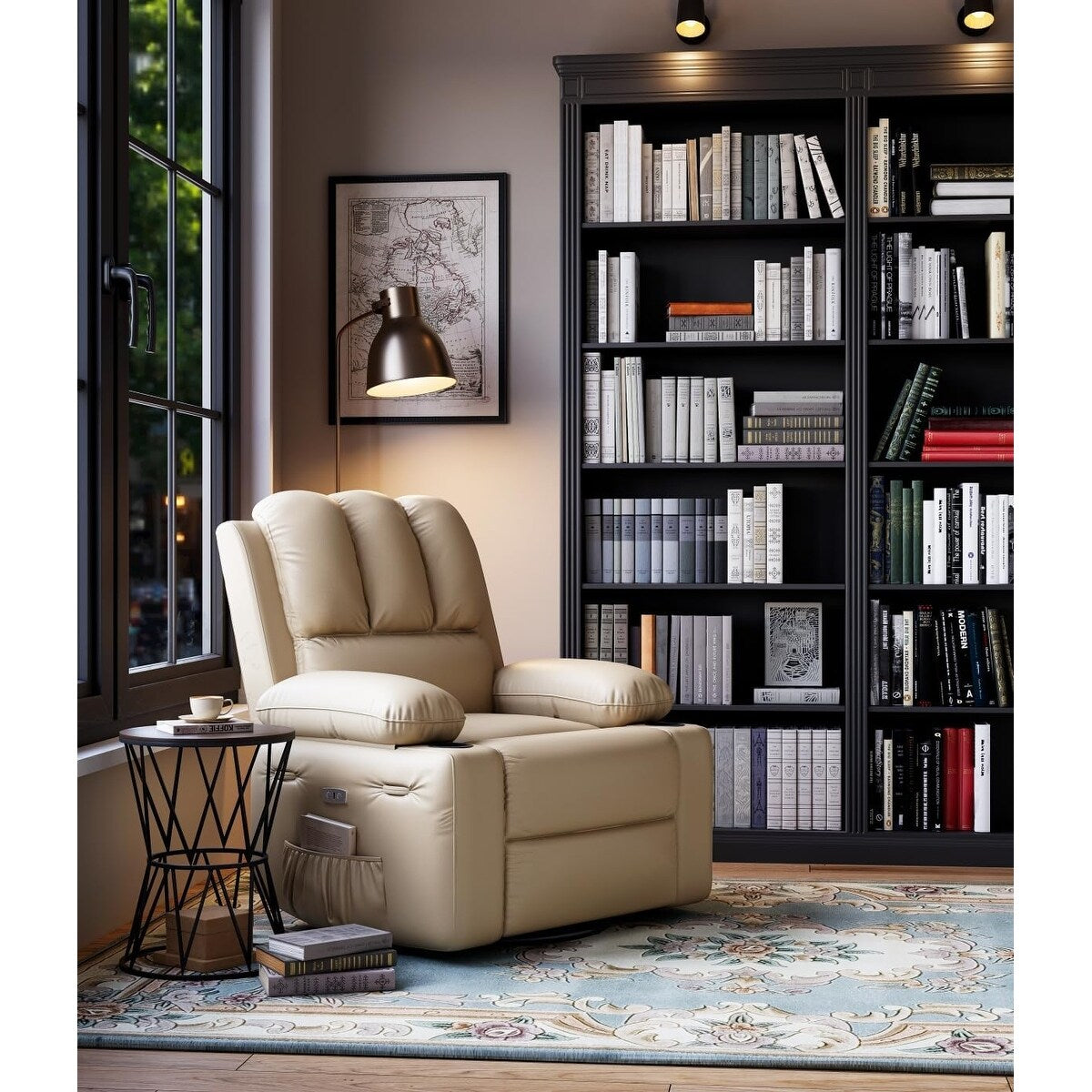 Fauteuils inclinables pivotants surdimensionnés à 360° de 27 pouces avec chauffage et massage