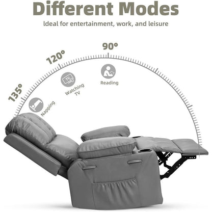 Fauteuils inclinables pivotants surdimensionnés à 360° de 27 pouces avec chauffage et massage
