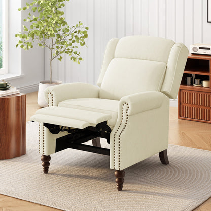 Fauteuil inclinable rembourré avec dossier à oreilles classique et pieds en bois massif en forme de gourde (29,75 $)