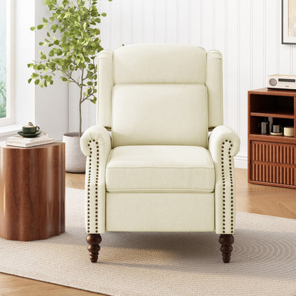 Fauteuil inclinable rembourré avec dossier à oreilles classique et pieds en bois massif en forme de gourde (29,75 $)