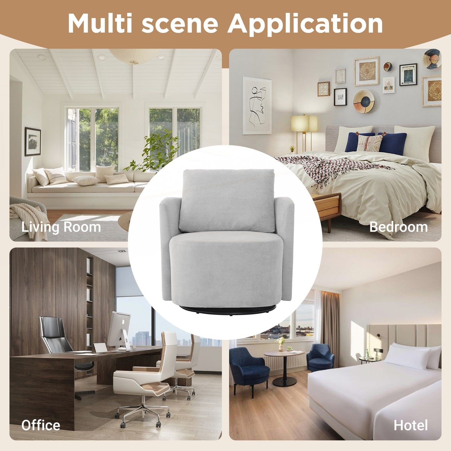 Fauteuil d'appoint en forme de tonneau de 29,9 pouces