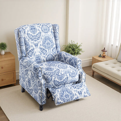 Fauteuil inclinable manuel à dossier relevable en lin vintage à motif floral de 29 po de largeur