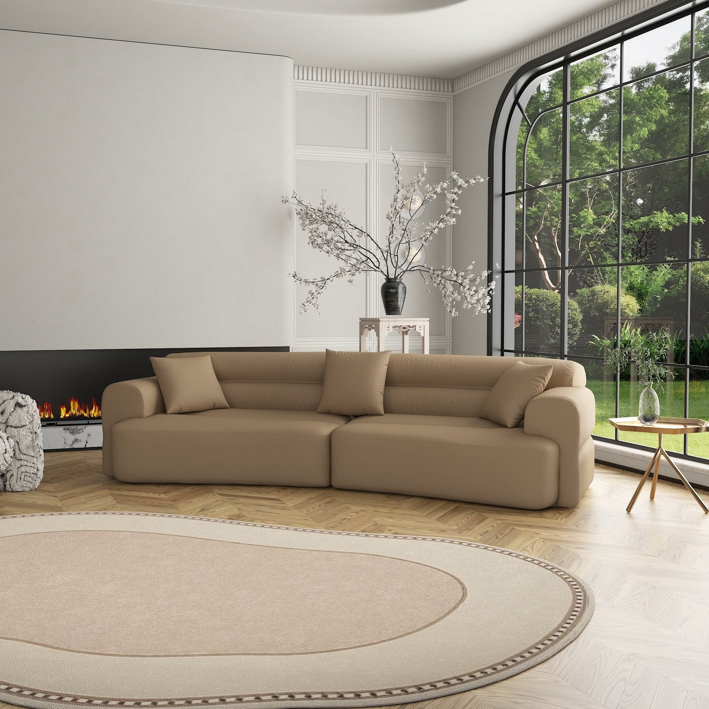 Canapé 3 à 5 places confortable et rembourré avec 3 coussins moelleux