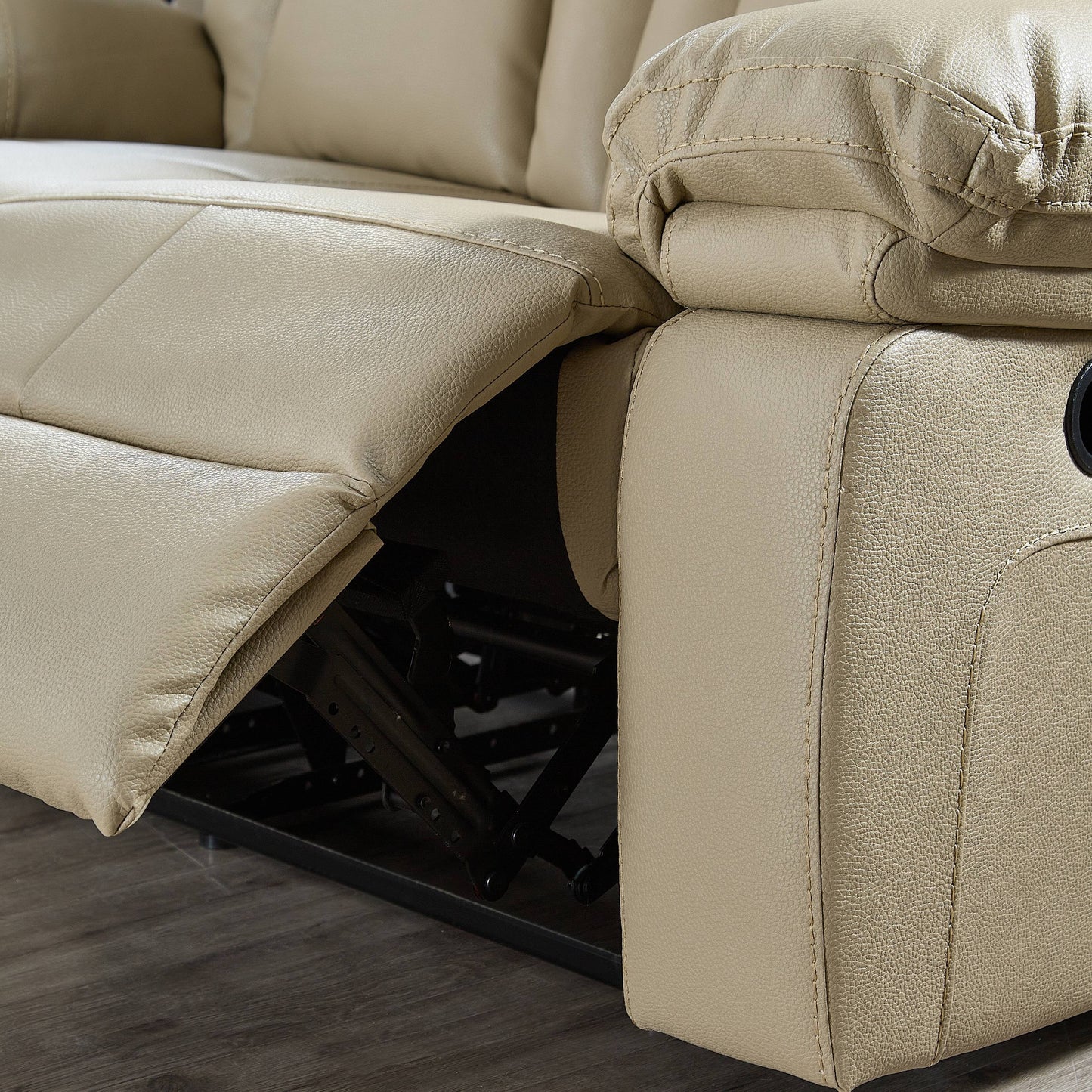 Ensemble de salon 3 pièces avec canapé inclinable, causeuse et fauteuil en cuir reconstitué