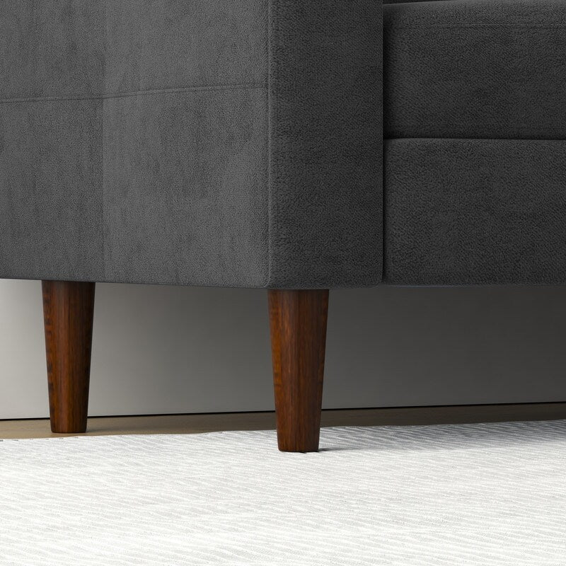 Canapé 3 places en L avec rangement et repose-pieds pour salon, gris foncé