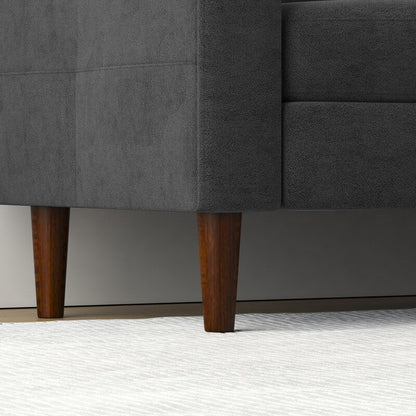 Canapé 3 places en L avec rangement et repose-pieds pour salon, gris foncé