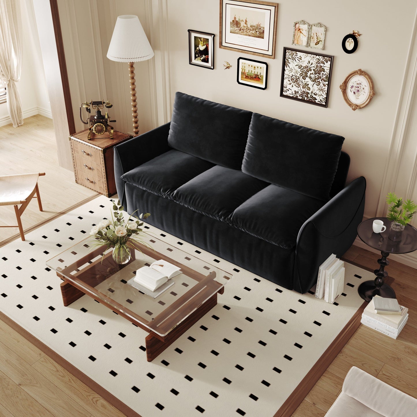 Canapé-lit convertible 3 places avec ensemble oreiller et couverture 2 en 1