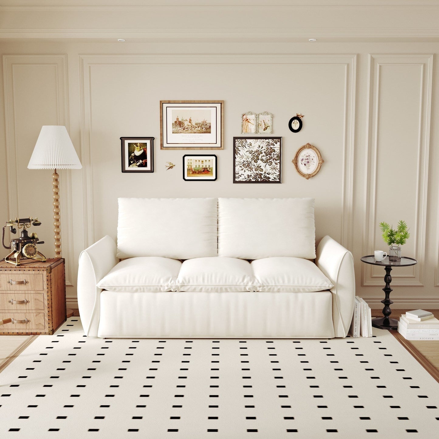 Canapé-lit convertible 3 places avec ensemble oreiller et couverture 2 en 1