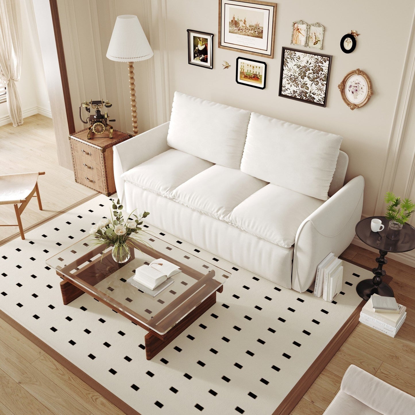 Canapé-lit convertible 3 places avec ensemble oreiller et couverture 2 en 1