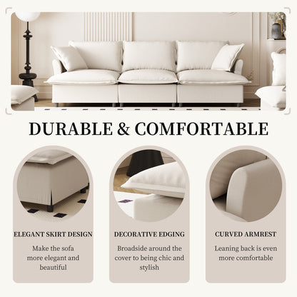 Module de canapé 3 places pour canapé sectionnel modulaire, assise large, canapé nuage en chenille avec coussins décoratifs