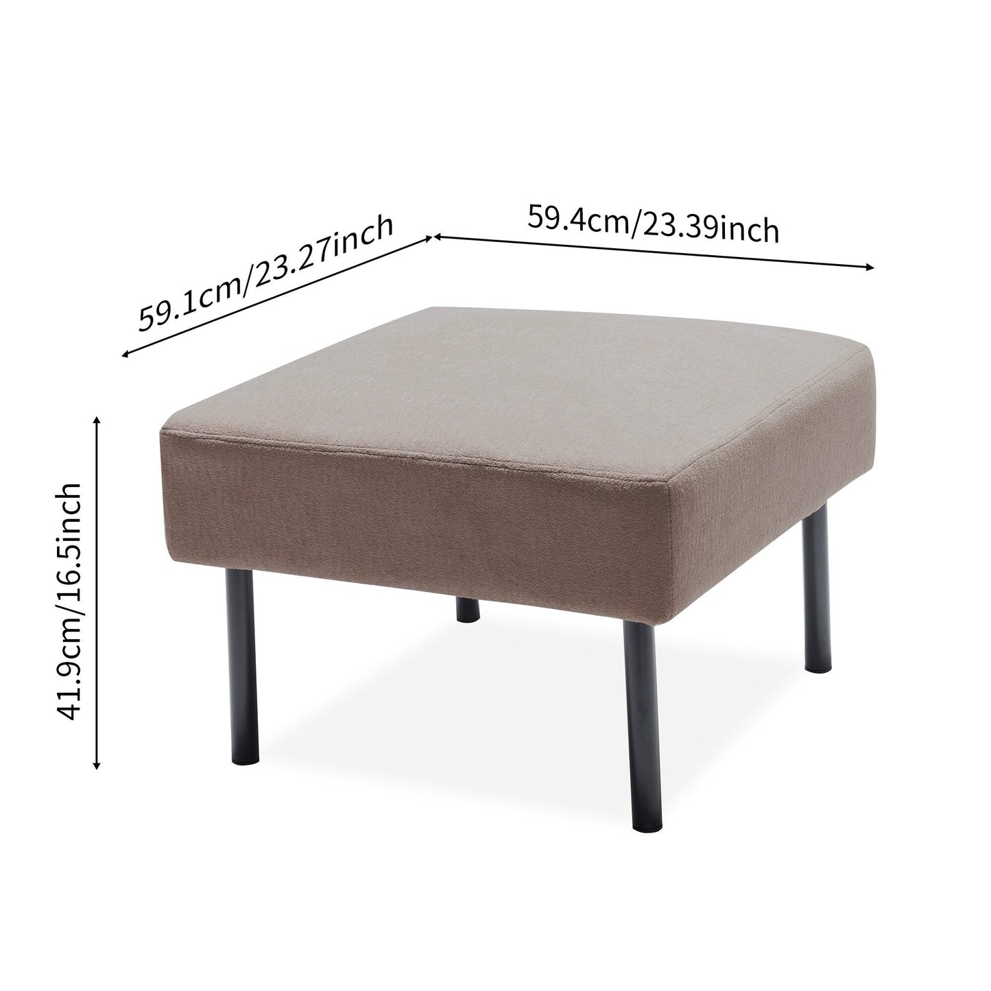 Canapé 3 places en tissu polyester en forme de L avec pouf, canapé rembourré moderne, petit canapé confortable pour petit espace