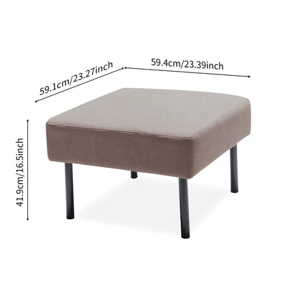 Canapé 3 places en tissu polyester en forme de L avec pouf, canapé rembourré moderne, petit canapé confortable pour petit espace