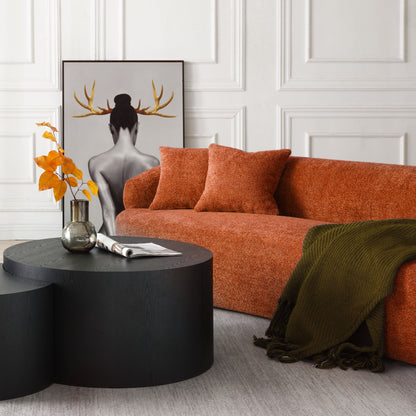 Canapé 3 places moderne incurvé en tissu rembourré de 86,61 pouces