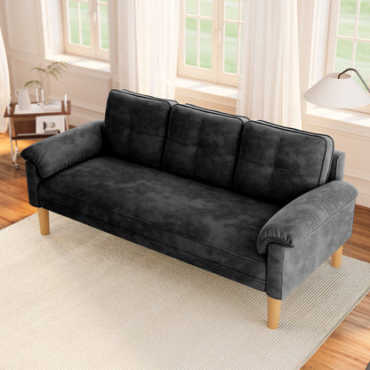 Canapé 3 places moderne rembourré, convertible, canapé-lit avec pieds en bois robustes pour le salon