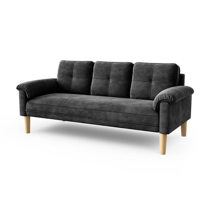 Canapé 3 places moderne rembourré, convertible, canapé-lit avec pieds en bois robustes pour le salon