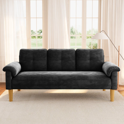 Canapé 3 places moderne rembourré, convertible, canapé-lit avec pieds en bois robustes pour le salon