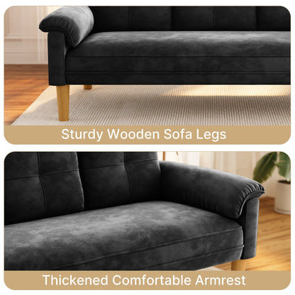 Canapé 3 places moderne rembourré, convertible, canapé-lit avec pieds en bois robustes pour le salon