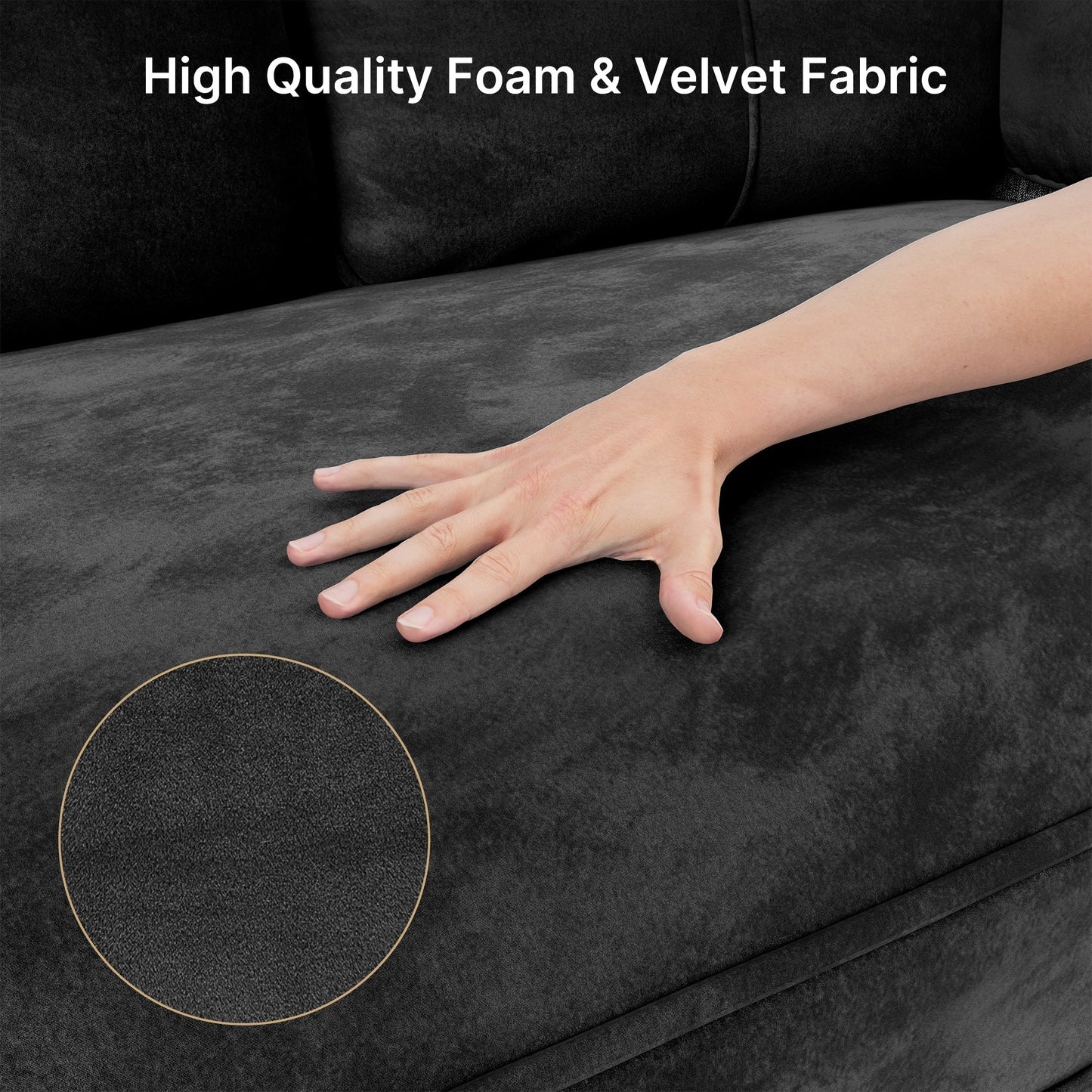 Canapé 3 places moderne rembourré, convertible, canapé-lit avec pieds en bois robustes pour le salon