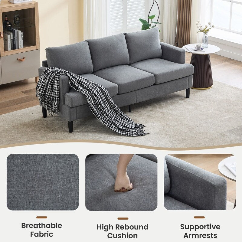 Canapé 3 places - Tissu respirant, accoudoirs de soutien et pieds robustes