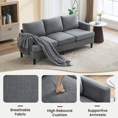 Canapé 3 places - Tissu respirant, accoudoirs de soutien et pieds robustes