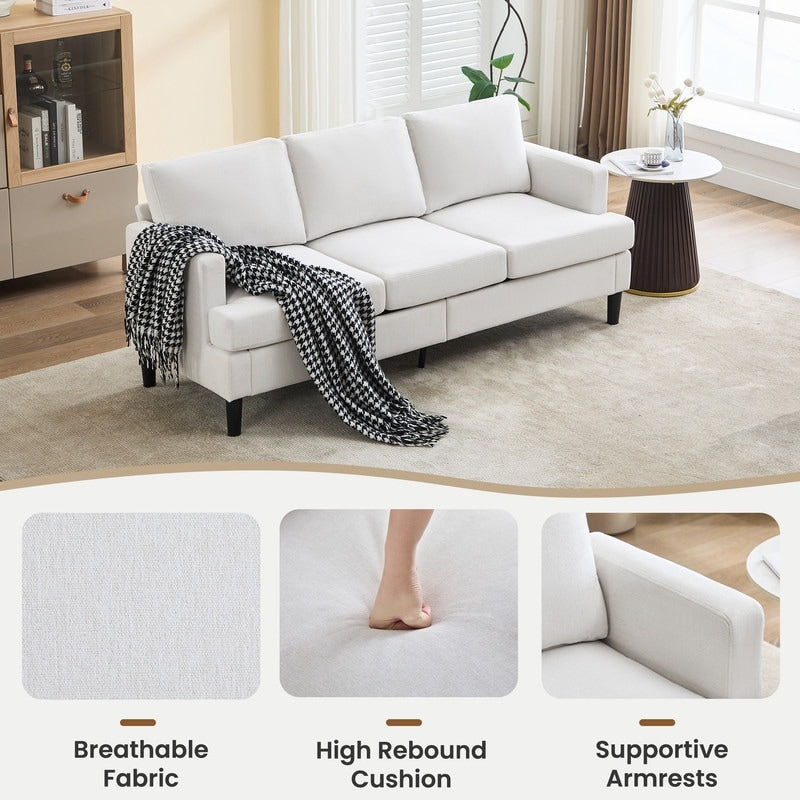 Canapé 3 places - Tissu respirant, accoudoirs de soutien et pieds robustes